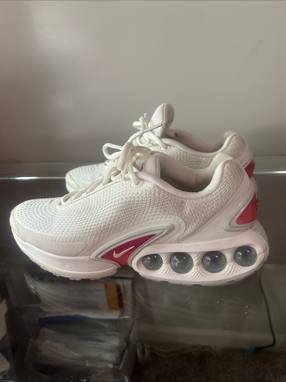 Nike Women's White Air Max Sneakers with Pink Details